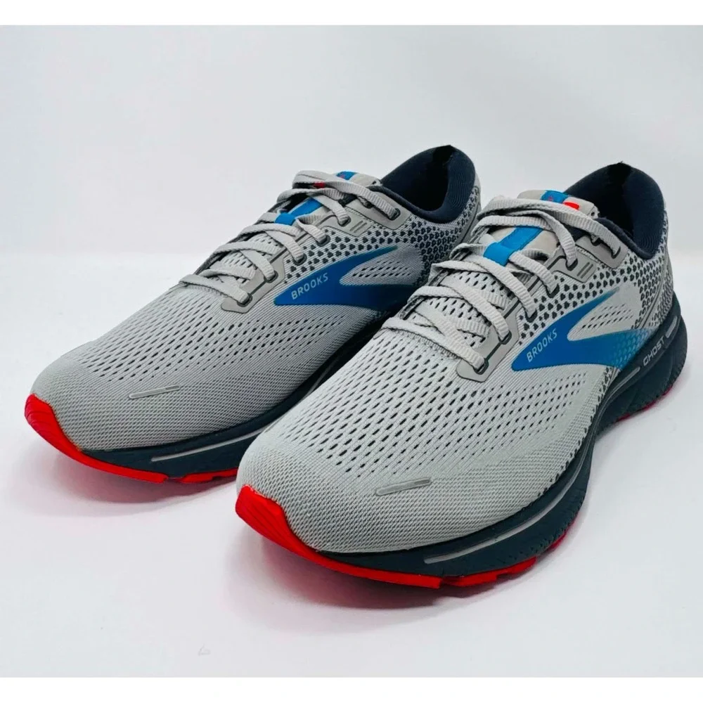 Brooks Ghost 14 Men's Size 13 D Running Shoes Gray Blue Red 1103691D078 Comfort